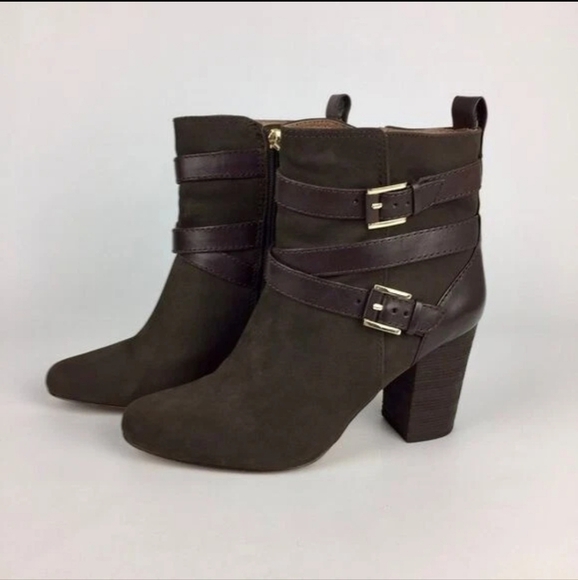 Louise et Cie Womens Brown Leather Suede Chunky Heel Buckled Ankle Boots. 8.5 - Picture 4 of 9